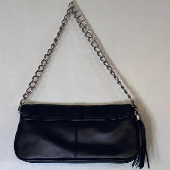Express Black Genuine Leather Chain Tassel Shoulder Purse - Picture 4 of 15